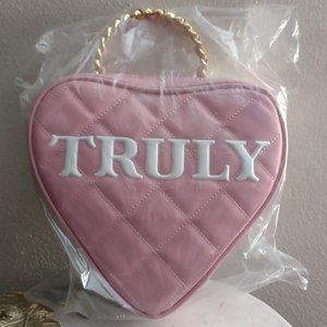 TRULY 2023 PINK HEART SHAPED BAG WITH CHAIN DETAILING LIMITED EDITION NWT